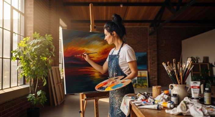 Creating art in natural light as a form of emotional healing.