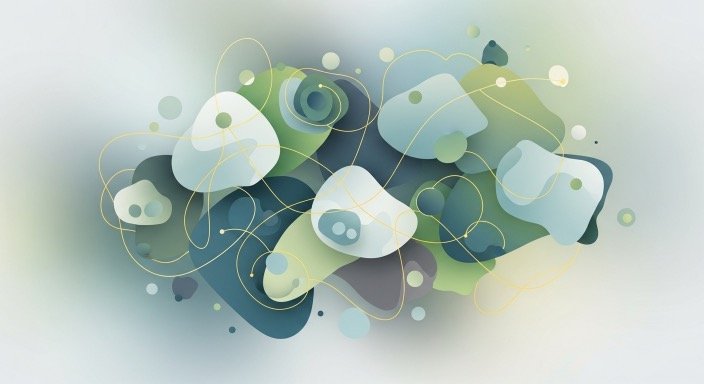 Abstract gold line art illustrating non-linear healing