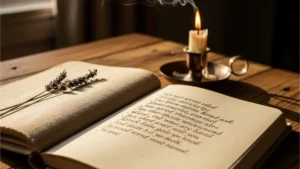 Beautiful self-love poems journal with candle for emotional healing